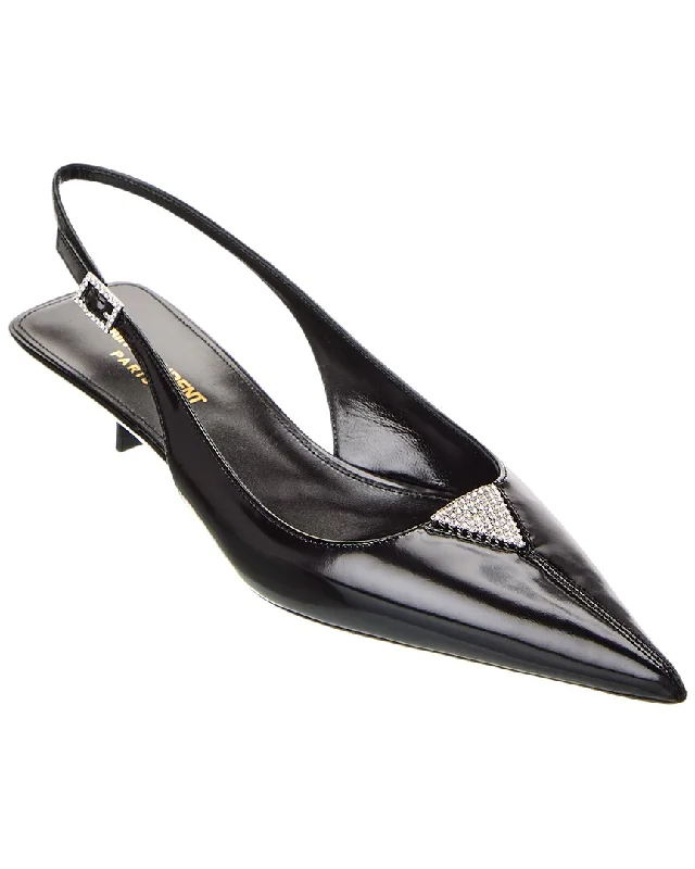 Fashionable Leather Slingback Pumps for Casual Wear--Saint Laurent Cherish 30 Leather Slingback Pump