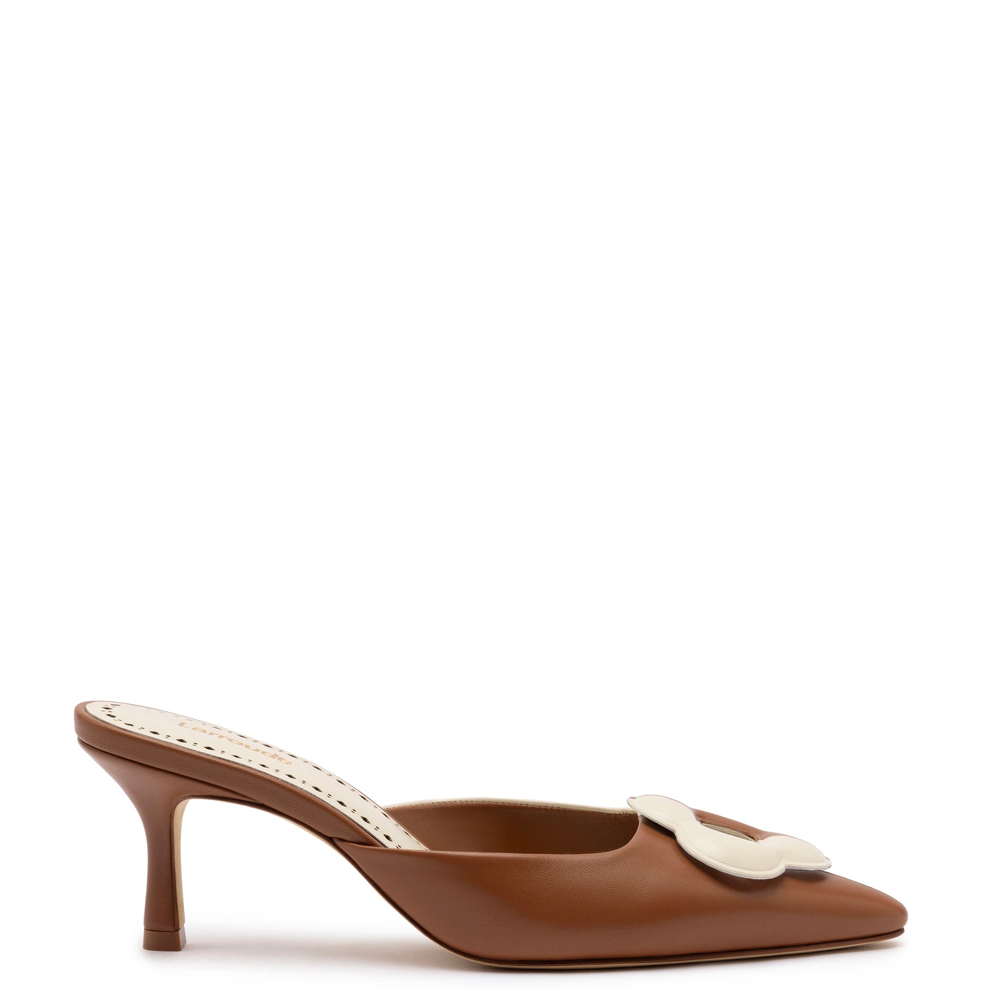 Flora Pump In Caramel and Ivory Leather---Comfortable Leather Pumps for Office and Everyday Wear