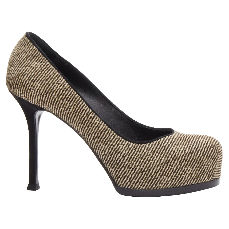 Stylish Platform Heels for Extra Height--Yves Saint Laurent Tribtoo wool tweed platform heel pump