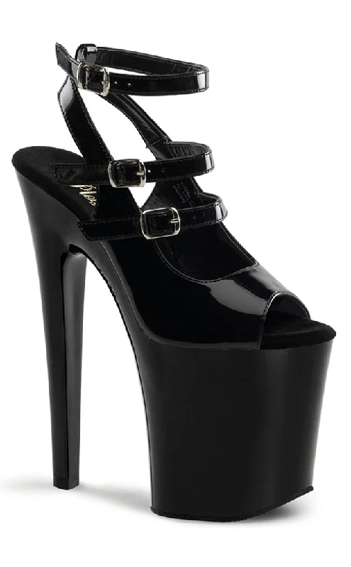 Sleek and Shiny Patent Pump Heels for a Polished Look--XTREME-873 Black Patent Platform Heels