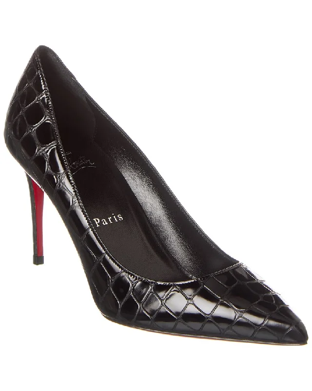 Christian Louboutin Kate 85 Alligator-Embossed Leather Pump---Comfortable Leather Pumps for Office and Everyday Wear