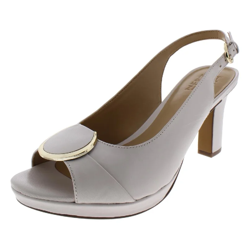 Fashionable Leather Slingback Pumps for Casual Wear--Ferris Womens Leather Slingback Pumps