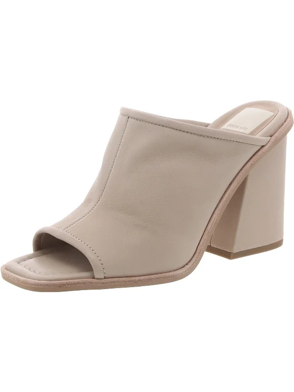 Trendy Chunky Heel Pumps for Casual Wear--Womens Leather Block Heel Mules