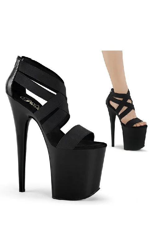 FLAMINGO-869 Black Strappy Platform Heels---Affordable Strappy Platform Heels with Premium Quality