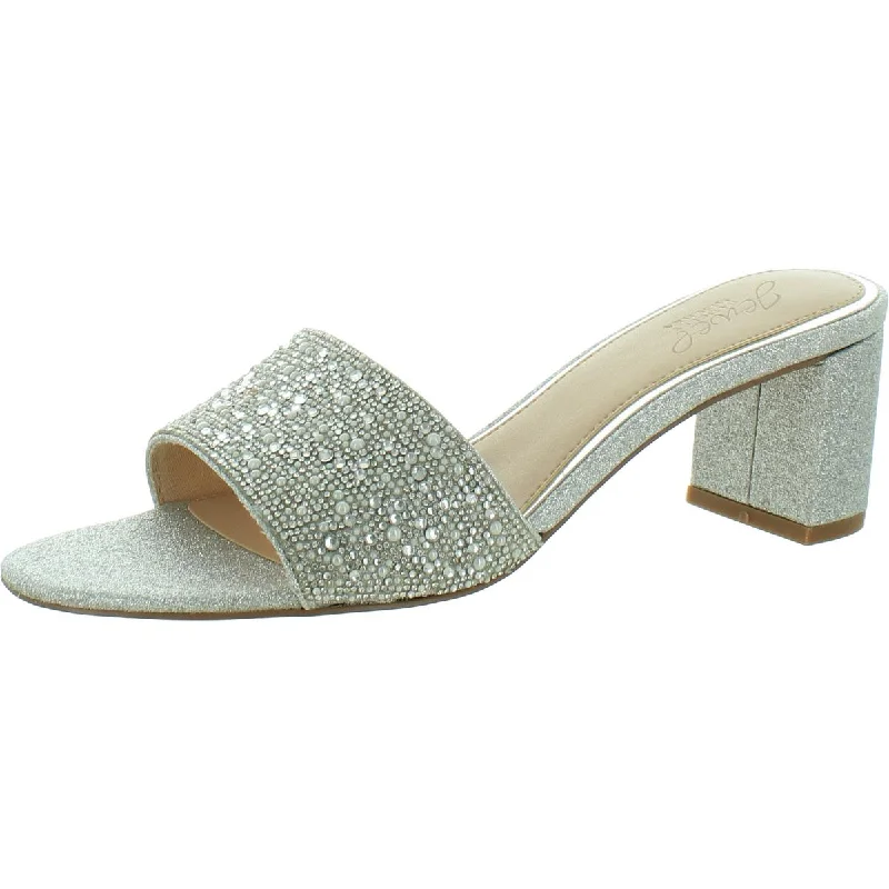 Versatile Heeled Sandals for Any Occasion---Jewel Badgley Mischka Womens Shimmer Slide Pumps