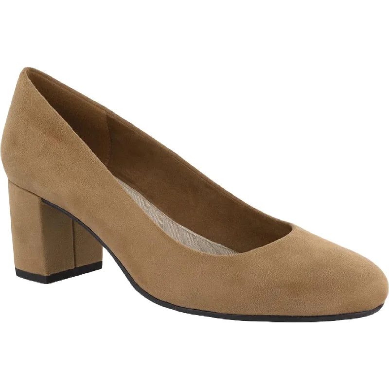 Affordable Suede Ankle Pumps for All-Day Wear--Easy Street Womens Proper Faux Suede Slip On Heels