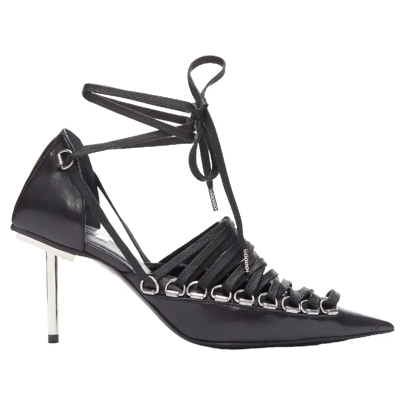 Balenciaga corset leather silver buckles laced pump---Comfortable Leather Pumps for Office and Everyday Wear