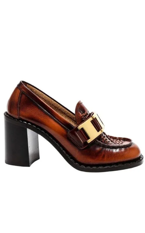 Trendy Chunky Heel Pumps for Casual Wear--Leather Loafer Pumps