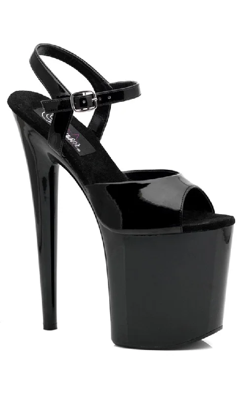 Sleek and Shiny Patent Pump Heels for a Polished Look--FLAMINGO-809 Black Patent Platform Heels