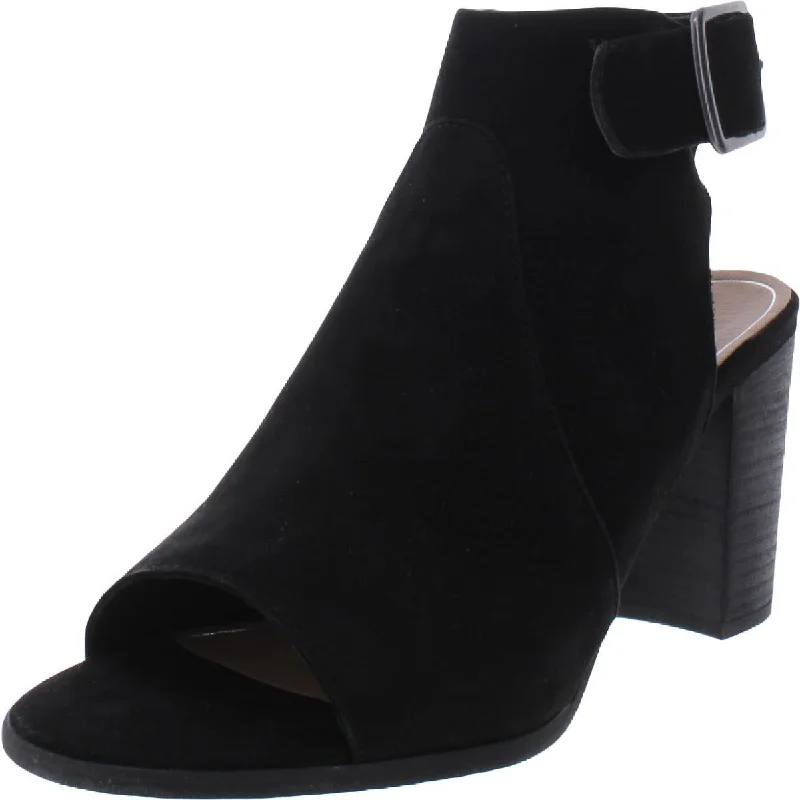 Affordable Suede Ankle Pumps for All-Day Wear--Blakely Womens Suede Open Toe Block Heels