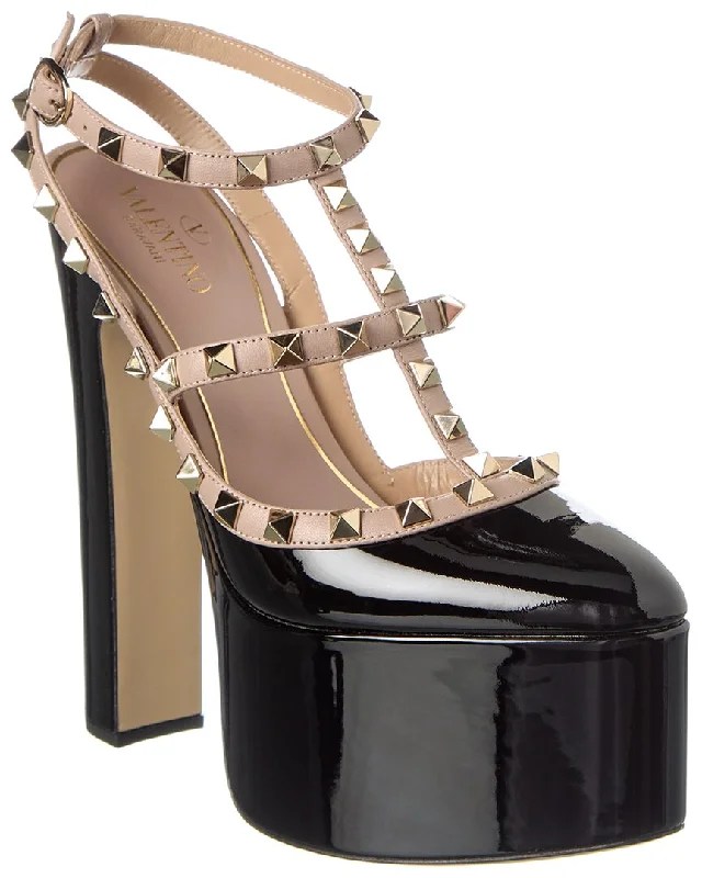 Sleek and Shiny Patent Pump Heels for a Polished Look--Valentino Rockstud 155 Patent Platform Pump