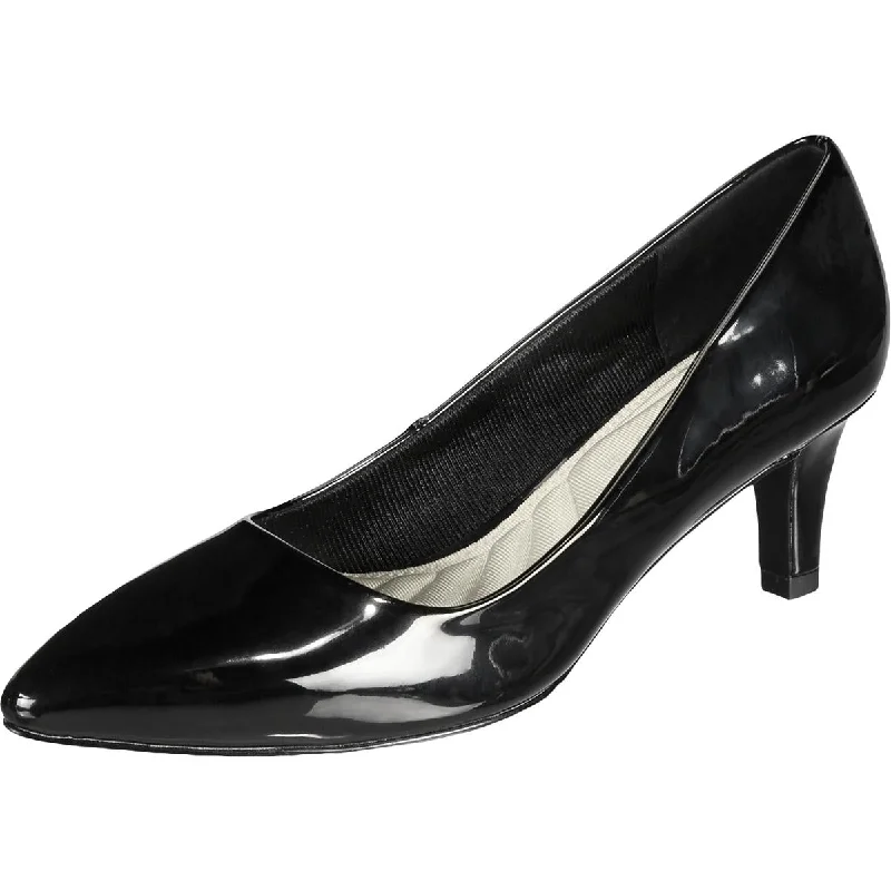 Versatile Dress Heels for Formal and Casual Wear---Pointe Womens Faux Leather Pointed Toe Dress Heels