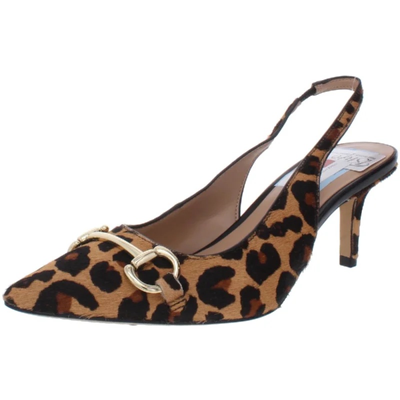 Stylish Slip-On Pumps for Quick Elegance---INC Womens Carynn Calf Hair Slip On Slingback Heels