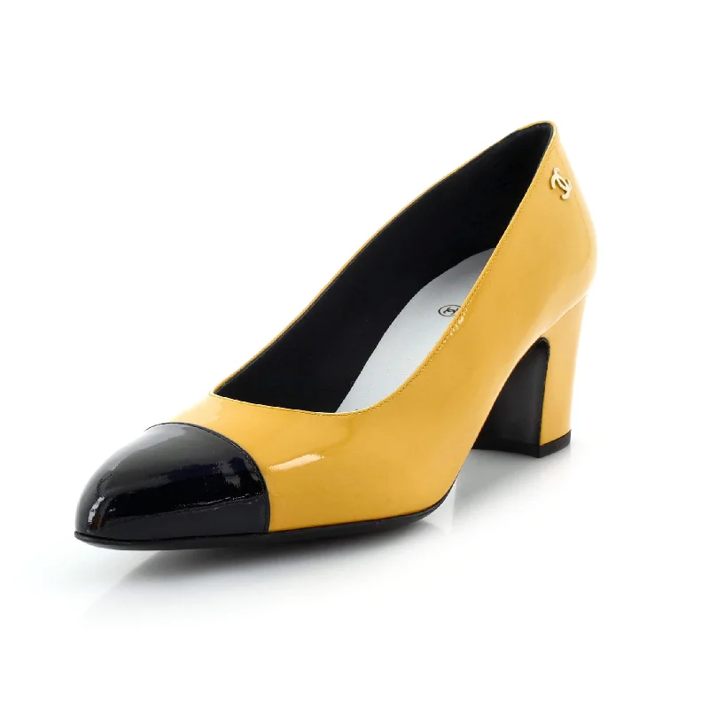 Versatile Heeled Sandals for Any Occasion---Women's Cap Toe Pumps Patent