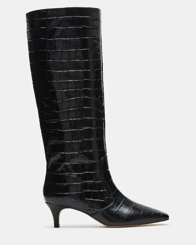 Versatile Heeled Sandals for Any Occasion---LANDER BLACK CROCODILE