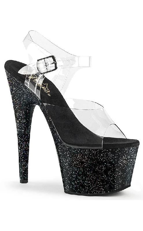 Stylish Platform Heels for Extra Height--ADORE-708MG Clear & Black Platform Heels