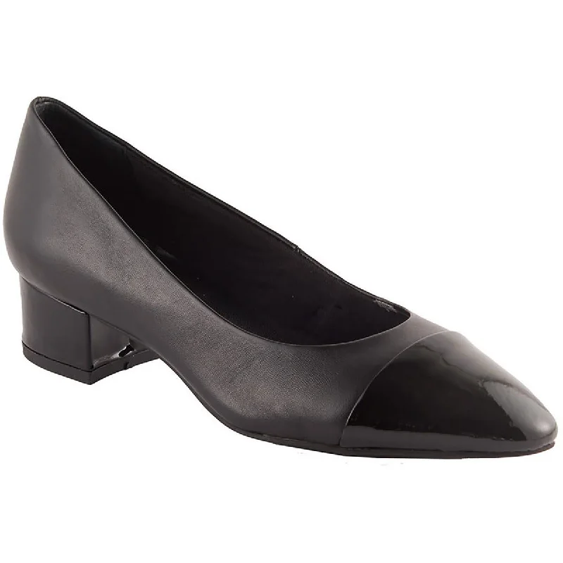 David Tate Womens Colette Leather Toe Cap Pumps---Comfortable Leather Pumps for Office and Everyday Wear