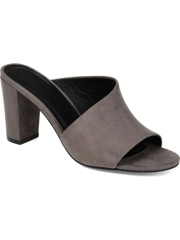 Affordable Suede Ankle Pumps for All-Day Wear--Womens Faux Suede Open Toe Mules