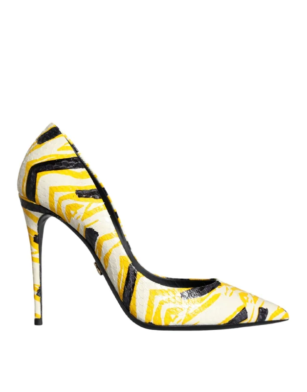 Dolce & Gabbana Multicolor Stripes Leather High Heels Pumps Shoes---Comfortable Leather Pumps for Office and Everyday Wear