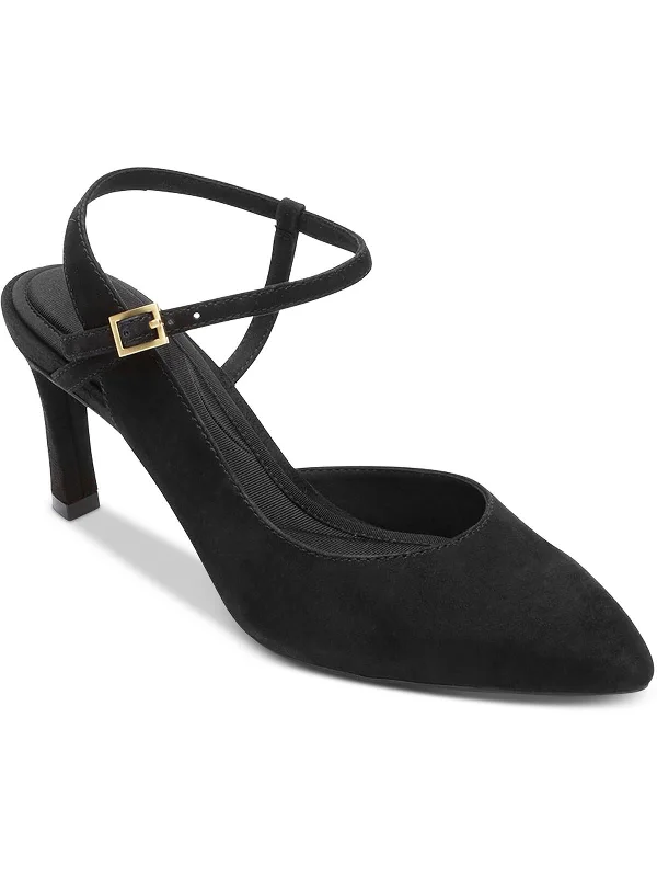 Affordable Suede Ankle Pumps for All-Day Wear--TM Sheehan Womens Suede Pointed Toe Slingback Heels