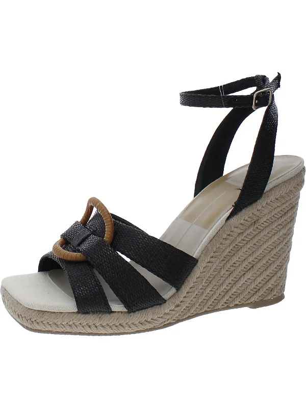 Stylish Ankle Strap Heels for Women--Espadrille Womens Woven Ankle Strap Pumps