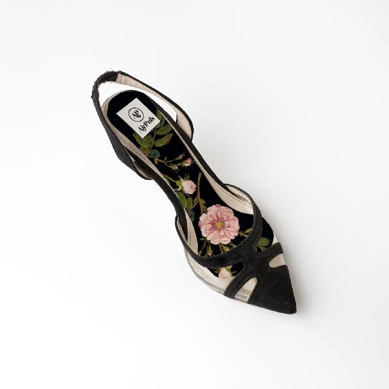 Botanical Print Series: Damask Rose---Fashionable Kitten Heels for Date Night