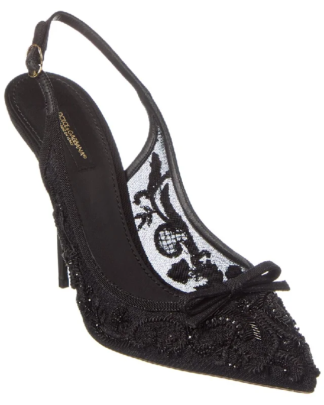 Dolce & Gabbana Knot Detail Mesh Slingback Pump---Fashionable Kitten Heels for Date Night