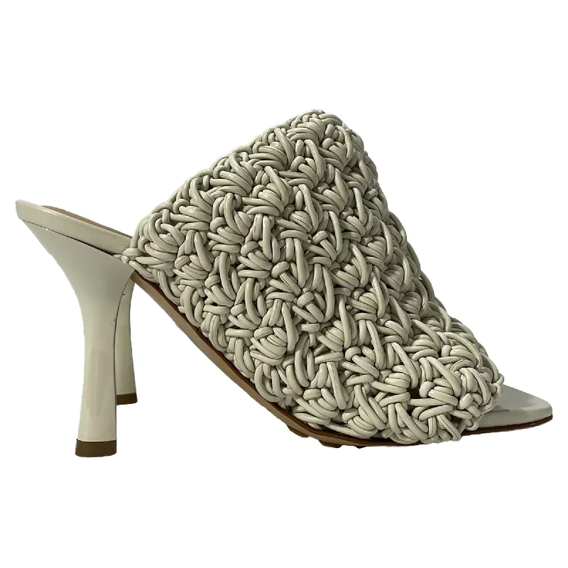 Bottega Veneta The Board Open-Toe Mules in Cream Leather---Comfortable Leather Pumps for Office and Everyday Wear