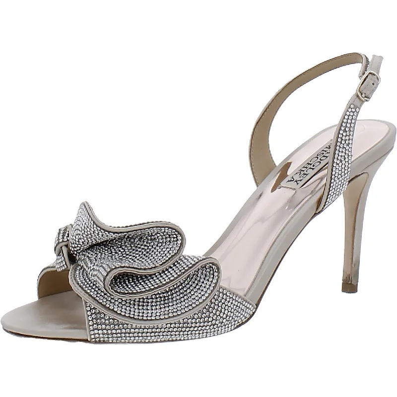 Stylish Ankle Strap Heels for Women--Badgley Mischka Womens RENNIE Satin Open Toe Ankle Strap