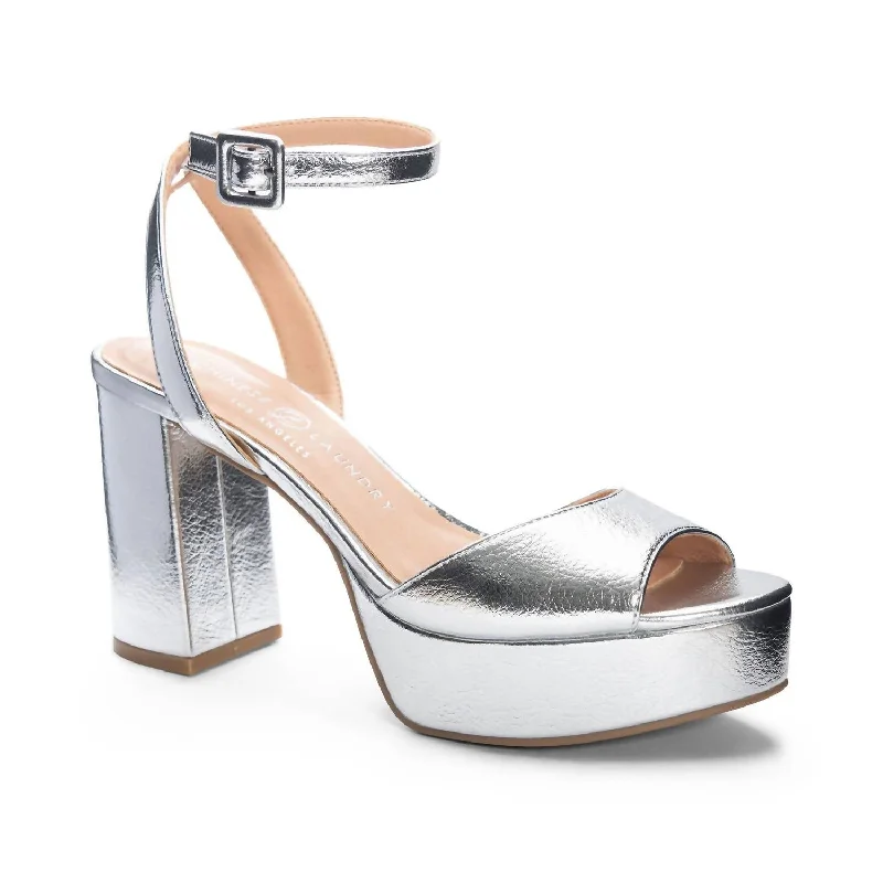 Stylish Platform Heels for Extra Height--Women's Theresa Platform Heels In Silver Metallic