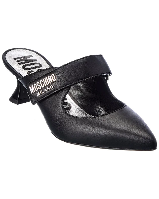 Moschino Logo Leather Pump---Comfortable Leather Pumps for Office and Everyday Wear