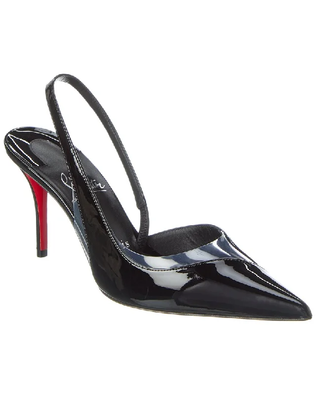 Sleek and Shiny Patent Pump Heels for a Polished Look--Christian Louboutin Posticha 80 Patent & Vinyl Slingback Pump