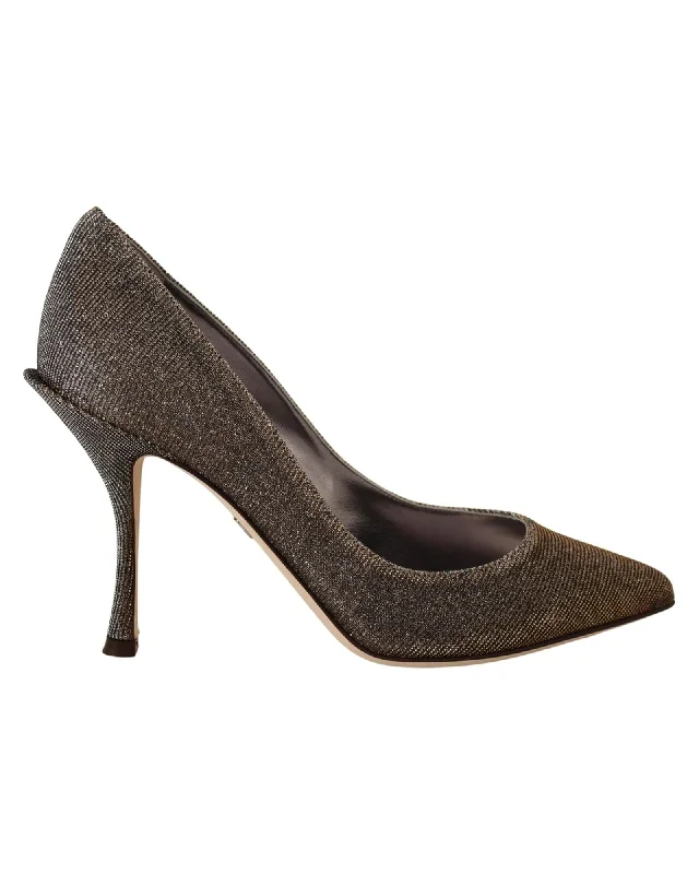 Dolce & Gabbana  Glitter Pointed Toe Stiletto Pumps---Trendy Glitter Heels for a Glamorous Look