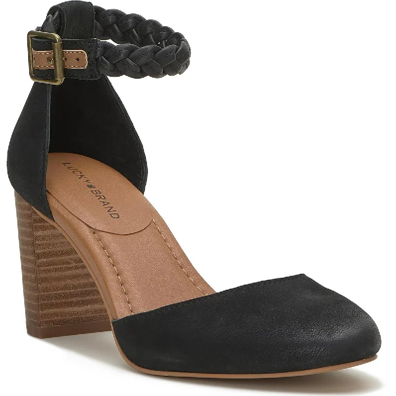 Stylish Ankle Strap Heels for Women--Lucky Brand Womens Kainda Leather Braided Ankle Strap