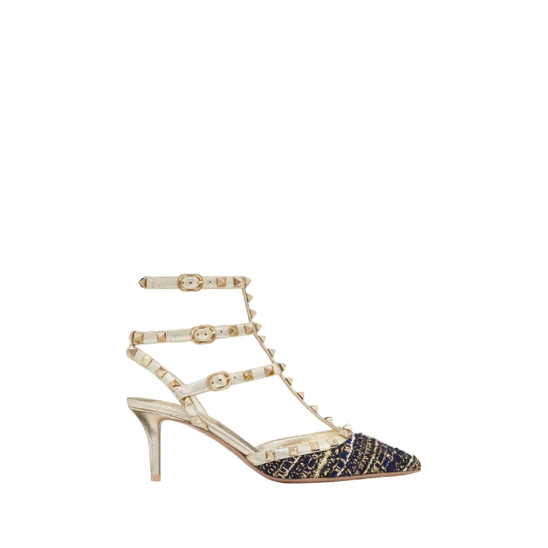 Versatile Heeled Sandals for Any Occasion---Valentino Garavani Rockstud Tweed Pumps