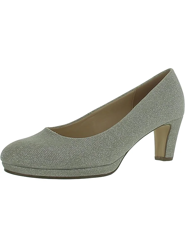 Womens Glitter Slip-On Pumps---Trendy Glitter Heels for a Glamorous Look