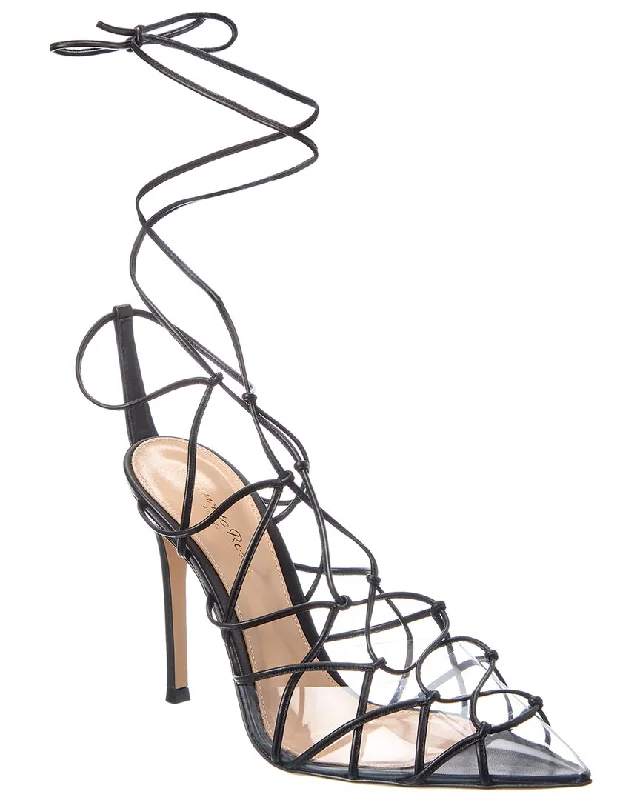 Gianvito Rossi Miria 105 Leather & Vinyl Pump---Transparent Vinyl Pumps for Bold Fashion Statements