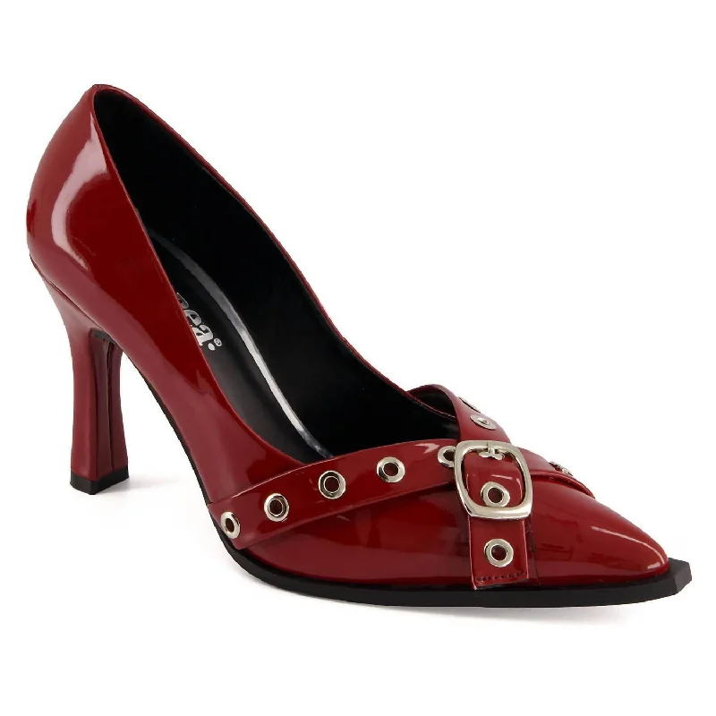 Stiletto Heel Pumps with Perfect Fit--Women's Stilettos With Double Strap Ornament Pumps In Red-Fashionable & Classic