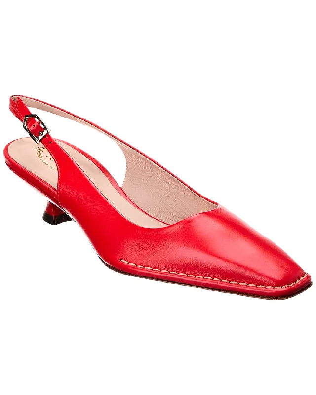 Fashionable Leather Slingback Pumps for Casual Wear--TOD’s Logo Leather Slingback Pump