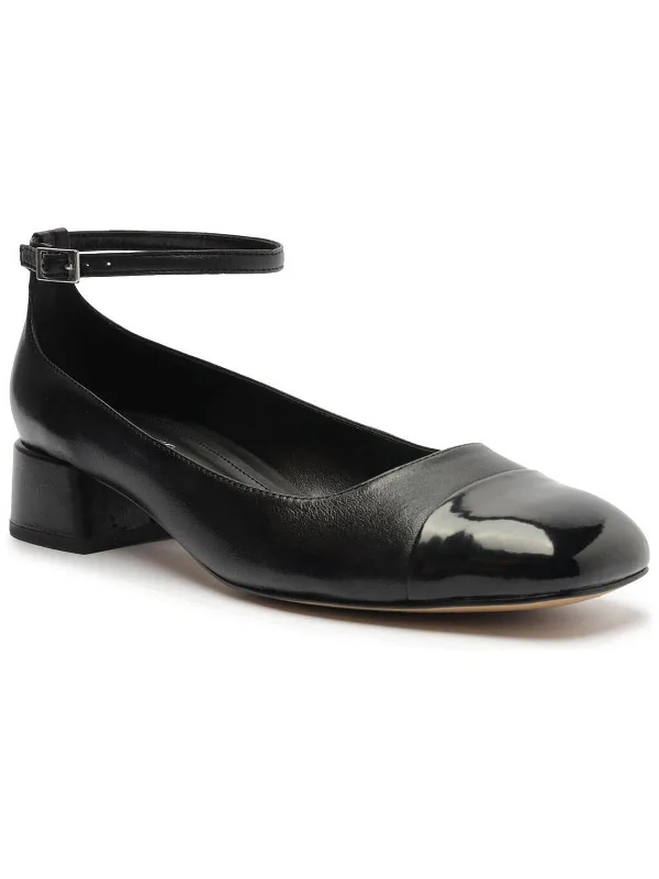 Stylish Slip-On Pumps for Quick Elegance---Chloe Low Block Womens Leather Slip On Block Heels