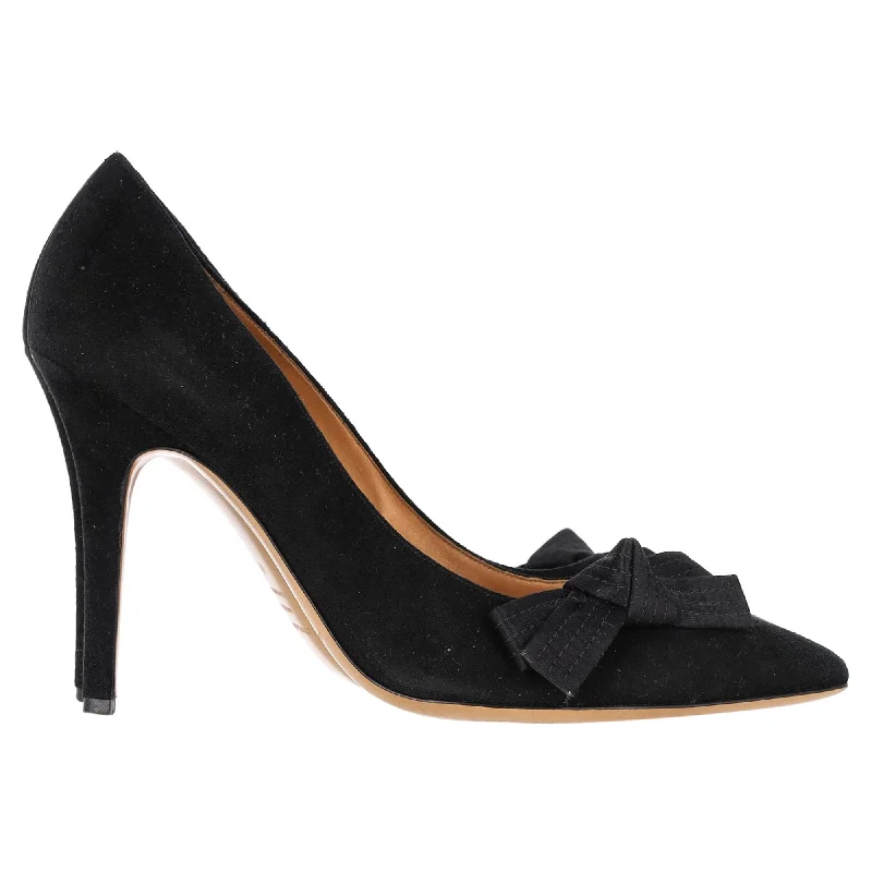 Affordable Suede Ankle Pumps for All-Day Wear--Isabel Marant Poppy Bow Detail Pumps in Black Suede