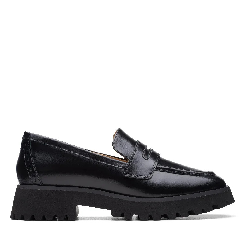 Clarks Stayso Edge in Black Leather---Comfortable Leather Pumps for Office and Everyday Wear