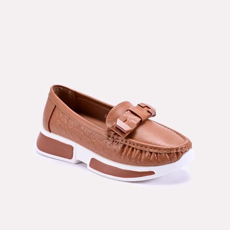 Trendy Chunky Heel Pumps for Casual Wear--Mariana Mustard Chunky Loafer Pumps 0431342