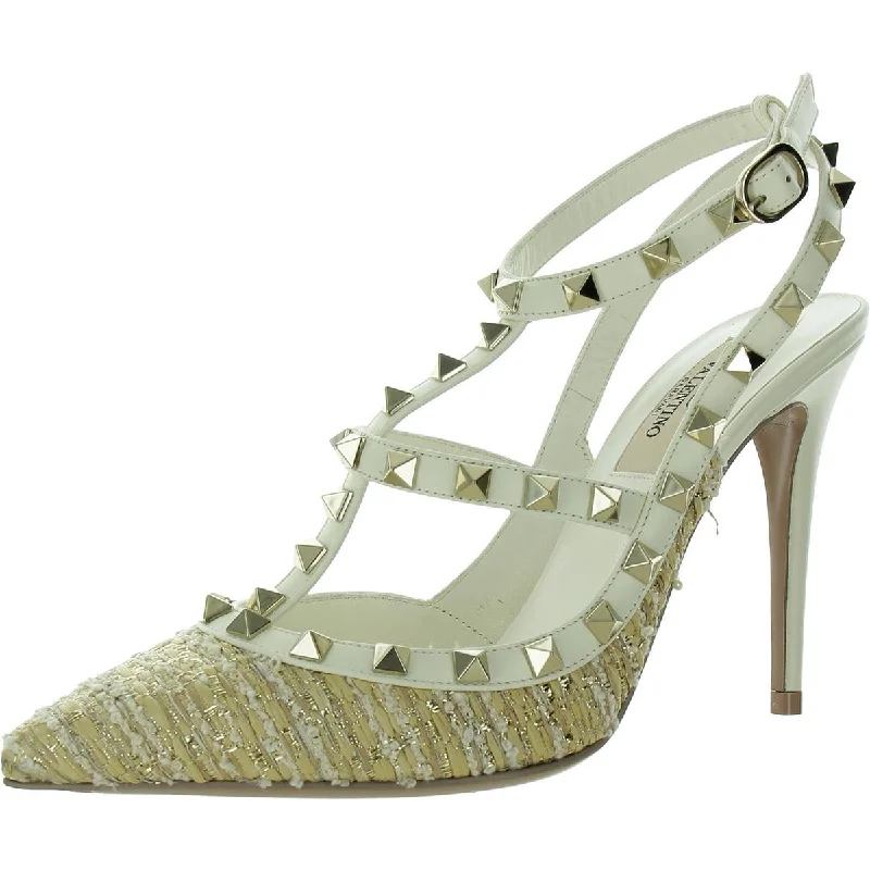 Stylish Ankle Strap Heels for Women--Womens Metallic Studded Ankle Strap