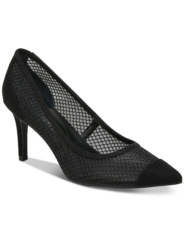 Jeeny Womens Mesh Faux Leather Trim Pumps---Comfortable Leather Pumps for Office and Everyday Wear