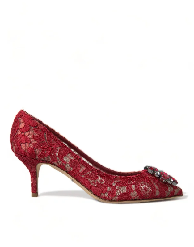 Affordable Rhinestone Pumps for a Dazzling Look---Dolce & Gabbana Radiant  Lace Heels with Women's Crystals