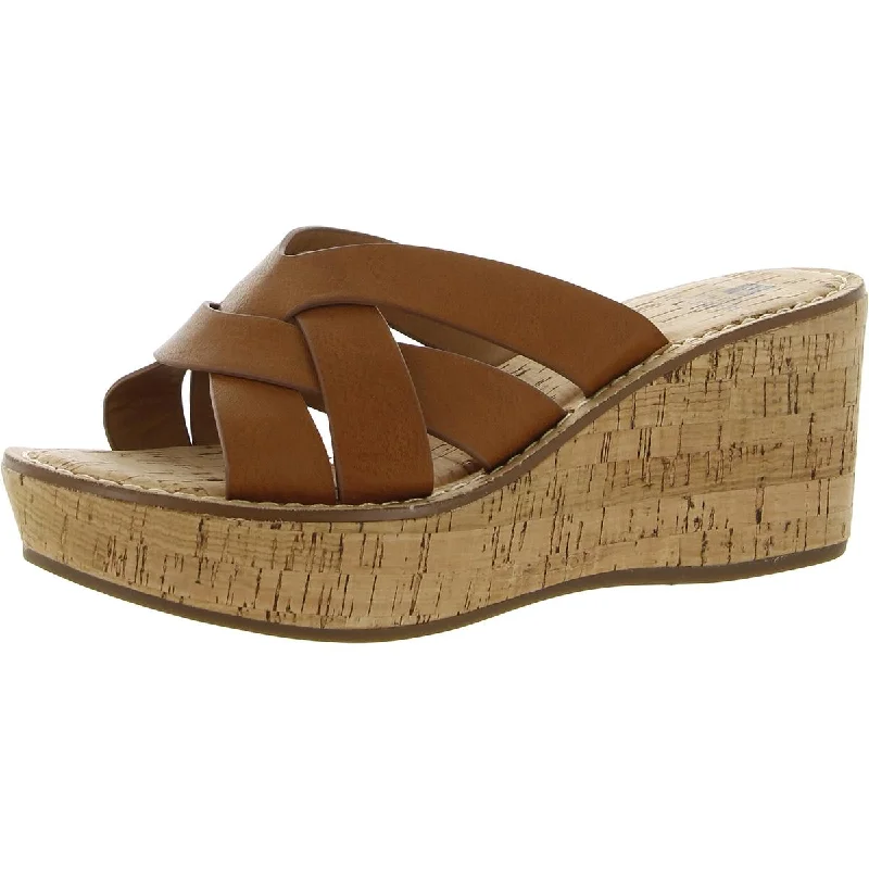 Samwell Womens Faux Leather Cork Wedge Heels---Comfortable Leather Pumps for Office and Everyday Wear