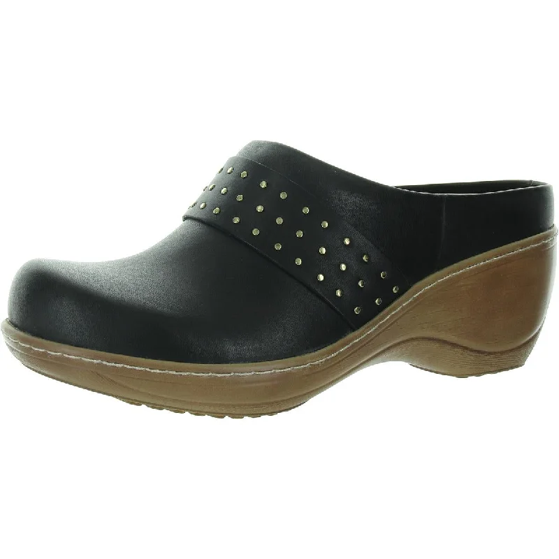 SoftWalk Womens Marana Leather Round Toe Clogs---Comfortable Leather Pumps for Office and Everyday Wear