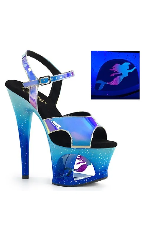 Stylish Platform Heels for Extra Height--MOON-711MER Blue Mermaid Platform Heels