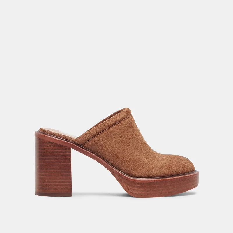 Affordable Suede Ankle Pumps for All-Day Wear--CASTEL HEELS CHESTNUT SUEDE